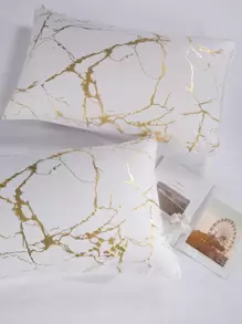 Marble Pattern Duvet Cover Sets Without Filler - White - View 7