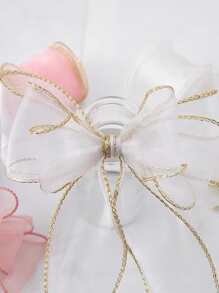 1pc Glitter Chi tiết Ruy băng quà tặng - trắng - Xem 2