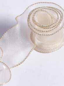 1pc Glitter Chi tiết Ruy băng quà tặng - trắng - Xem 3