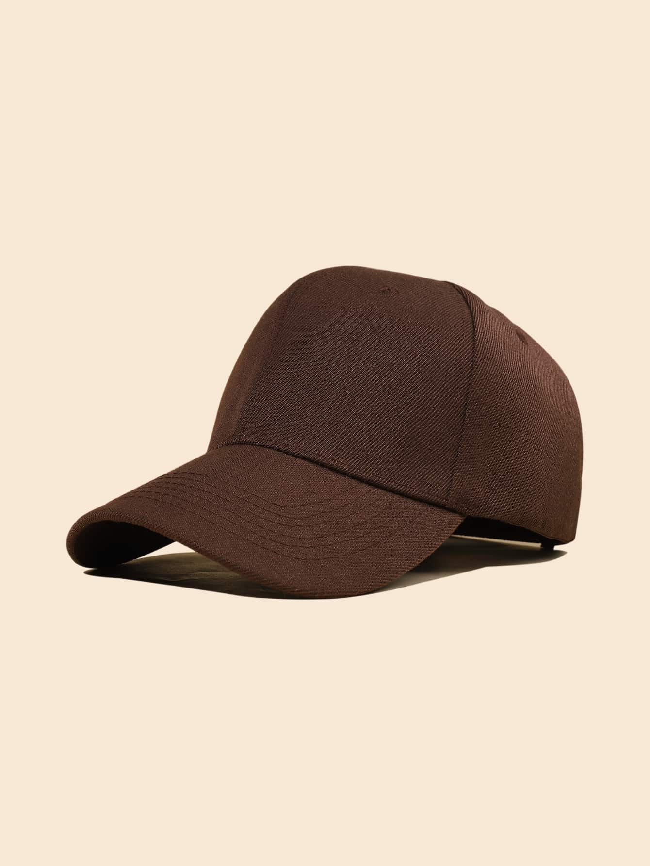 Boné de Beisebol Casual Sólido Versátil e da Moda Masculino - Café - Visão 1