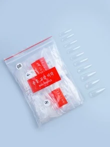 Elevate Your Style with 24pcs Long Coffin Colorblock Fake Nail & 1pc Nail File & 1sheet Tape - Clear - View 1