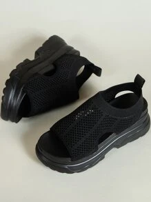 Minimalist Slip On Sport Sandals - Black - View 3
