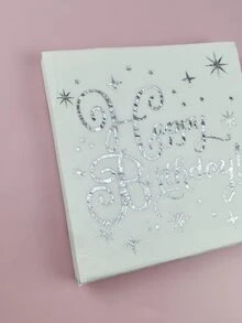 20pcs Metallic Slogan Graphic Disposable Napkin - Silver - View 5