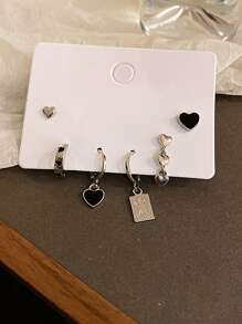 6 cái Hoa tai trang trí trái tim - Bạc - Xem 3