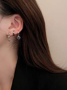 6 cái Hoa tai trang trí trái tim - Bạc - Xem 4