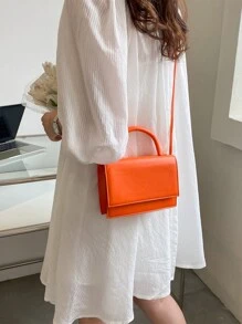 極簡風格翻蓋方包 - 橘色 - 查看 9