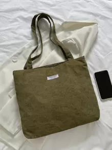 Túi Tote Đeo Vai Vải Nhung Trơn Màu Trơn Phù Hợp Cho Phụ Nữ Sử Dụng Hàng Ngày - màu xanh lá - Xem 5