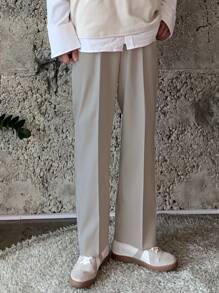 DAZY 男士素色斜口袋定制西褲 - 杏色 - 查看 1