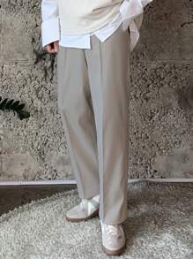 DAZY 男士素色斜口袋定制西褲 - 杏色 - 查看 2