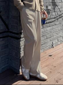 DAZY 男士素色斜口袋定制西褲 - 杏色 - 查看 3