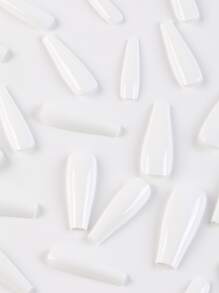 24pcs Long Coffin Fake Nail & 1pc Nail File & 1sheet Tape - White - View 4