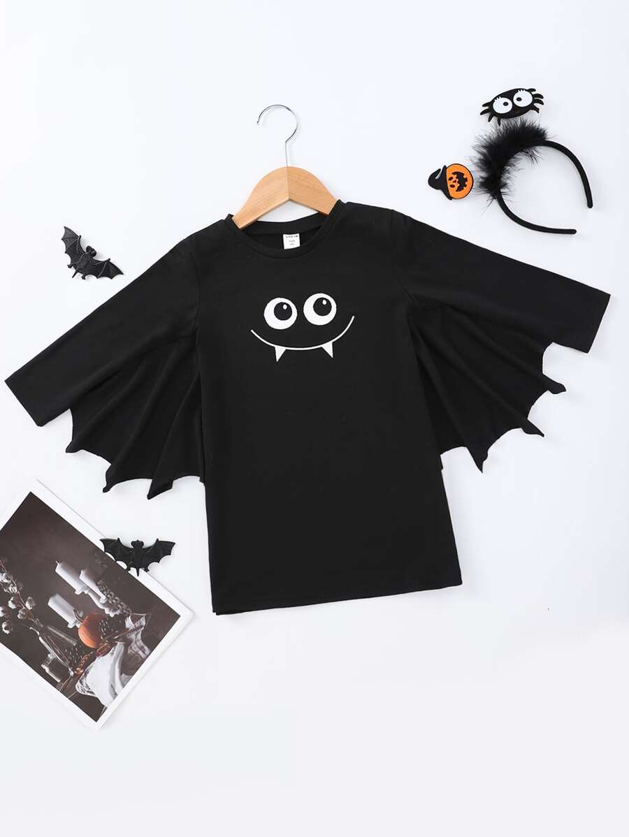 小女童卡通圖案蝙蝠形狀服裝