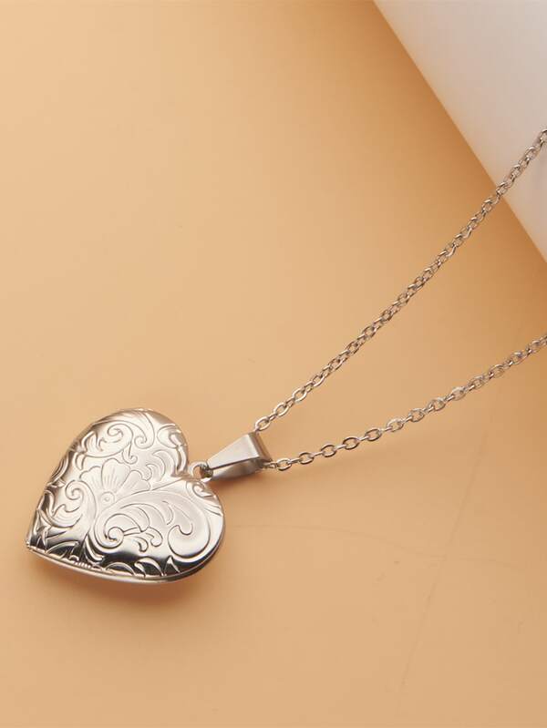 Open Locket Heart Pendant Necklace SHEIN UK