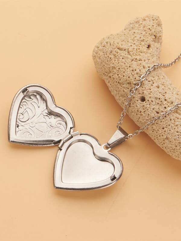 Open Locket Heart Pendant Necklace SHEIN USA