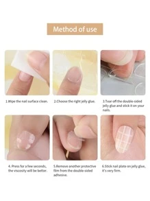 6sheets Transparent Double Side Glue Nail Sticker For Press On Nail Sticky Tabs, Waterproof Breathable False Nail Tips Jelly Adhesive Tabs Nail Glue Super Sticky Fake Nail Glue,Nail Supplies,Nail Tools,Nail Art Tools,Back To School,Nails,Nail Tools For Press On Nails - Clear - View 3