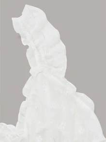 Frill Trim Mesh Cami Night Dress - White - View 4