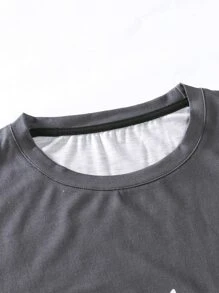 Manfinity Homme 男士字母圖案漸層T恤和腰部抽繩短褲 - 彩色 - 查看 4