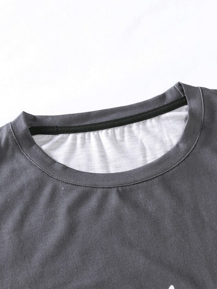 Manfinity Homme Men Letter Graphic Ombre Tee & Drawstring Waist Shorts - Multicolor - View 4