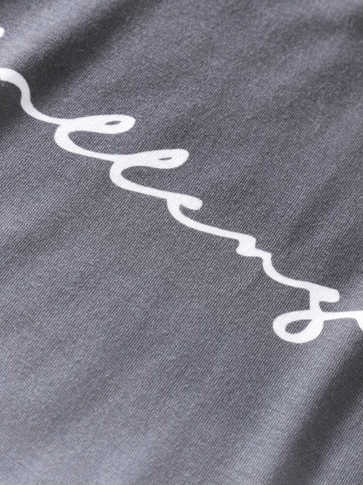 Manfinity Homme Men Letter Graphic Ombre Tee & Drawstring Waist Shorts - Multicolor - View 6