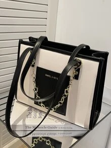 حقيبة كتف كبيرة السعة مزينة برسم حرفي، حقيبة كتف من جلد البولي يوريثان، حقيبة يد كاجوال وأنيقة للنساء، حقيبة عمل وأعمال أنيقة للنساء، مناسبة للمكتب والأعمال والدراسة، سعة كبيرة، محمولة، مناسبة للمراهقات والطالبات الجامعيات، مثالية للمكتب والكلية والمدرسة الثانوية والعمل والأعمال والتنقل