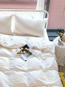 Tassel Tufted Duvet Cover Set Without Filler - White - View 9