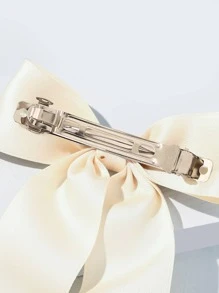 1 pieza Clip de pelo con decoración de lazo sólido, lindo para el Día de San Valentín, accesorios para el cabello, pasadores de pelo, pinzas para el cabello, garras para el cabello, cosas de la escuela, elegante, universidad, lazos - Beis - Ver 4