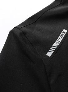 Manfinity Homme Loose Fit Men's Long Sleeve Letter Graphic Zip-Up Hoodie Jacket Without T-Shirt, Men Casual Jacket, Men Windbreaker Jacket, Men Zip Up Jacket, Men Lightweight Jacket, For Fall - Black - View 3