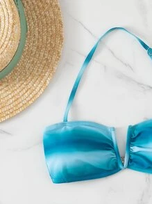 Ombre V Wired Halter Bikini Set - Blue - View 5