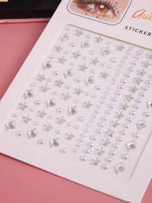 Party Joy 1張水鑽和珍珠面部紋身貼紙 - 彩色 - 查看 5