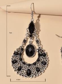 Hollow Out Drop Earrings - Black - View 4
