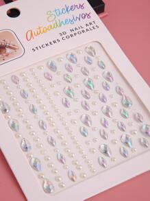 Pegatinas para el cuerpo con diamantes de imitación y perlas 3D, pegatinas para el pelo, pegatinas para las esquinas de los ojos, pegatinas para la cara, tatuajes temporales, 1 pieza