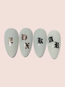 3張字母圖案美甲貼紙 - 彩色 - 查看 2