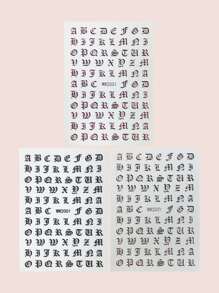 3張字母圖案美甲貼紙 - 彩色 - 查看 4