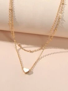 1pc Heart Detail Anklet & 5pcs/set Ring - Yellow Gold - View 3