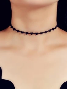 Heart Decor Choker - Black - View 1