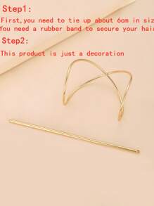 Hair Slide With Stick - Gold - View 3