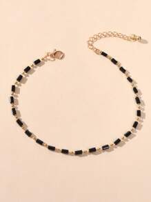 Round Ball Decor Anklet - Yellow Gold - View 2