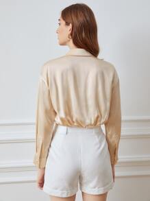 MOTF PREMIUM 100% SILK TWIST SHIRT - Apricot - View 3