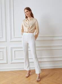 MOTF PREMIUM 100% SILK TWIST SHIRT - Apricot - View 6