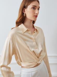 MOTF PREMIUM 100% SILK TWIST SHIRT - Apricot - View 8