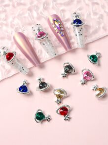 12 Mixed Nails Accessories With Star Rings, Five Pointed Stars, And Planets - Multicolor - View 1
