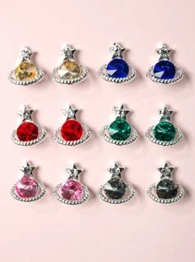 12 Mixed Nails Accessories With Star Rings, Five Pointed Stars, And Planets - Multicolor - View 4