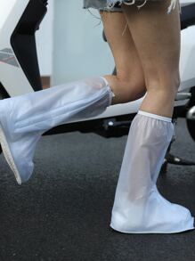 1pair Solid Anti-Slip Rain Boots Cover,Spring Summer Picks,Brides Maid Gifts,Room,Bedroom Decor,Beach,Travel,For Men,For Women,Vacation - White - View 3