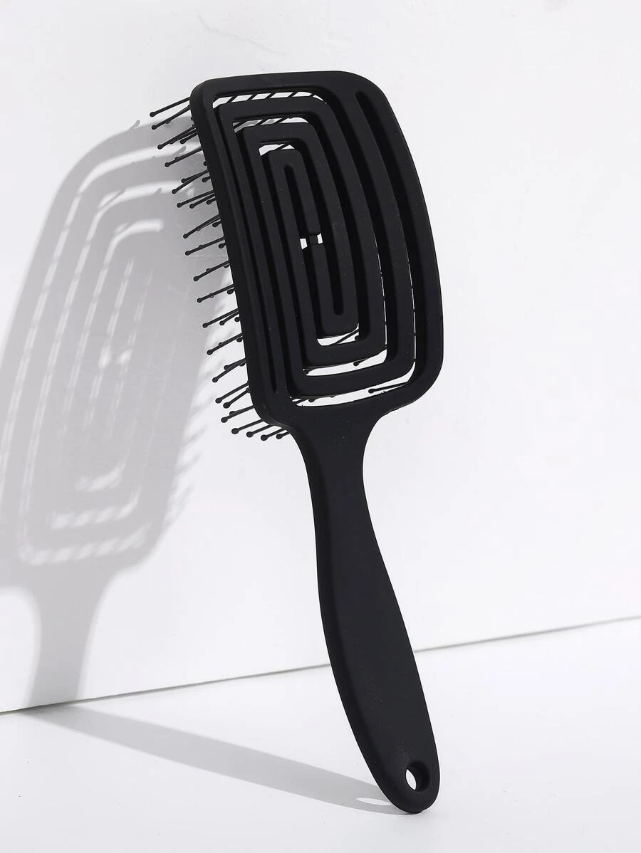 1pc Medium Size Elastic Lacquer Solid Color Hollow Comb,Back To School,Travel Holiday Essentials,Hair Accessories For Women