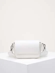 Women's The Snapshot Bag Mini Pu Waist Bag Shoulder/crossbody Multipurpose Bag In White Color, Flip Design, Adjustable Strap, Suitable For Outdoor Sports, Hiking, Running, Mobile Phone Bag For Women And Men - White - View 2