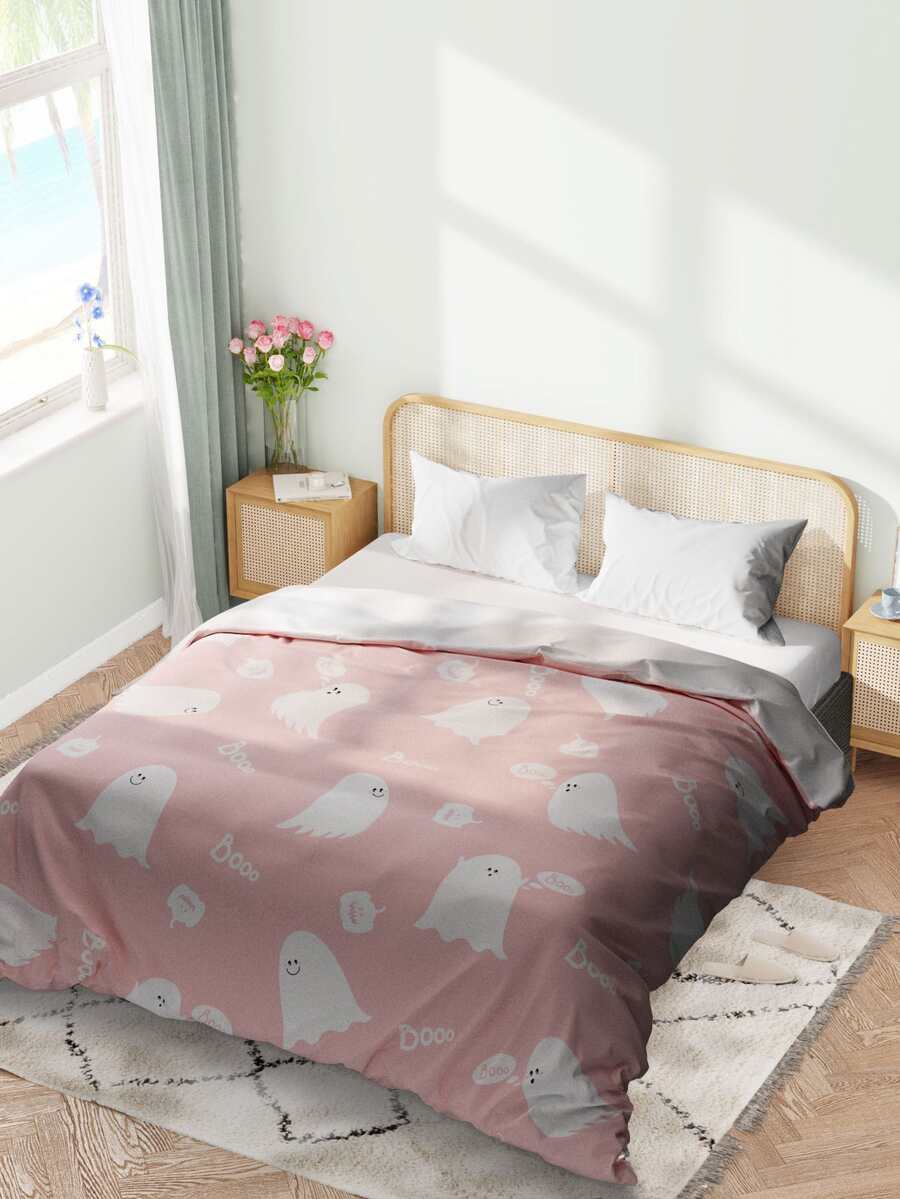 Halloween Ghost Pattern Duvet Cover Without Filler - Multicolor - View 1