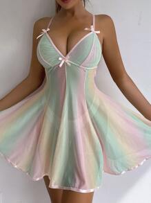 Bow Front Crisscross Back Slips & Thong - Multicolor - View 7