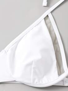 Swim Mod 網紗拼接背帶吊脖鋼圈比基尼泳裝上衣 - 白色 - 查看 4