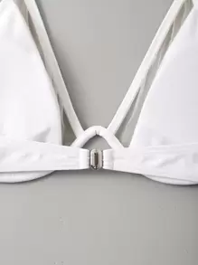 Swim Mod 網紗拼接背帶吊脖鋼圈比基尼泳裝上衣 - 白色 - 查看 5