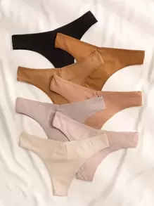 7pack Letter Print Rib Cheeky Panty Set - Multicolor - View 2